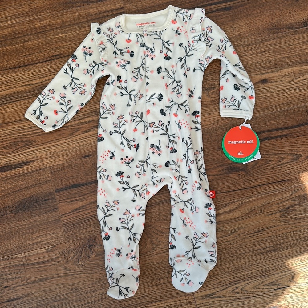 Magnetic Me Cream and Red Footies with Enclosed Feet